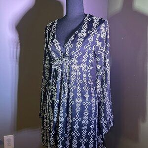 Refined Romantic Bohemian Black & White Empire Dress